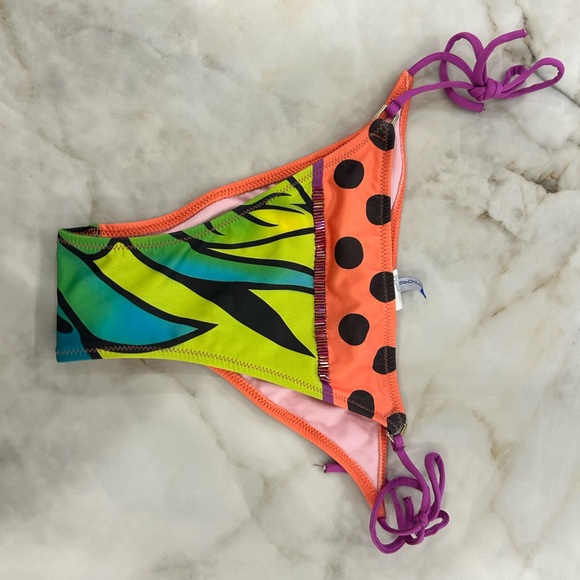 Colorful Bikini Bottom with Polka Dots and Stripes - Picture 1 of 3